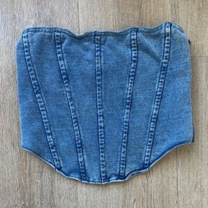 Good American Denim Corset Top Medium Strapless Bustier 100% Cotton